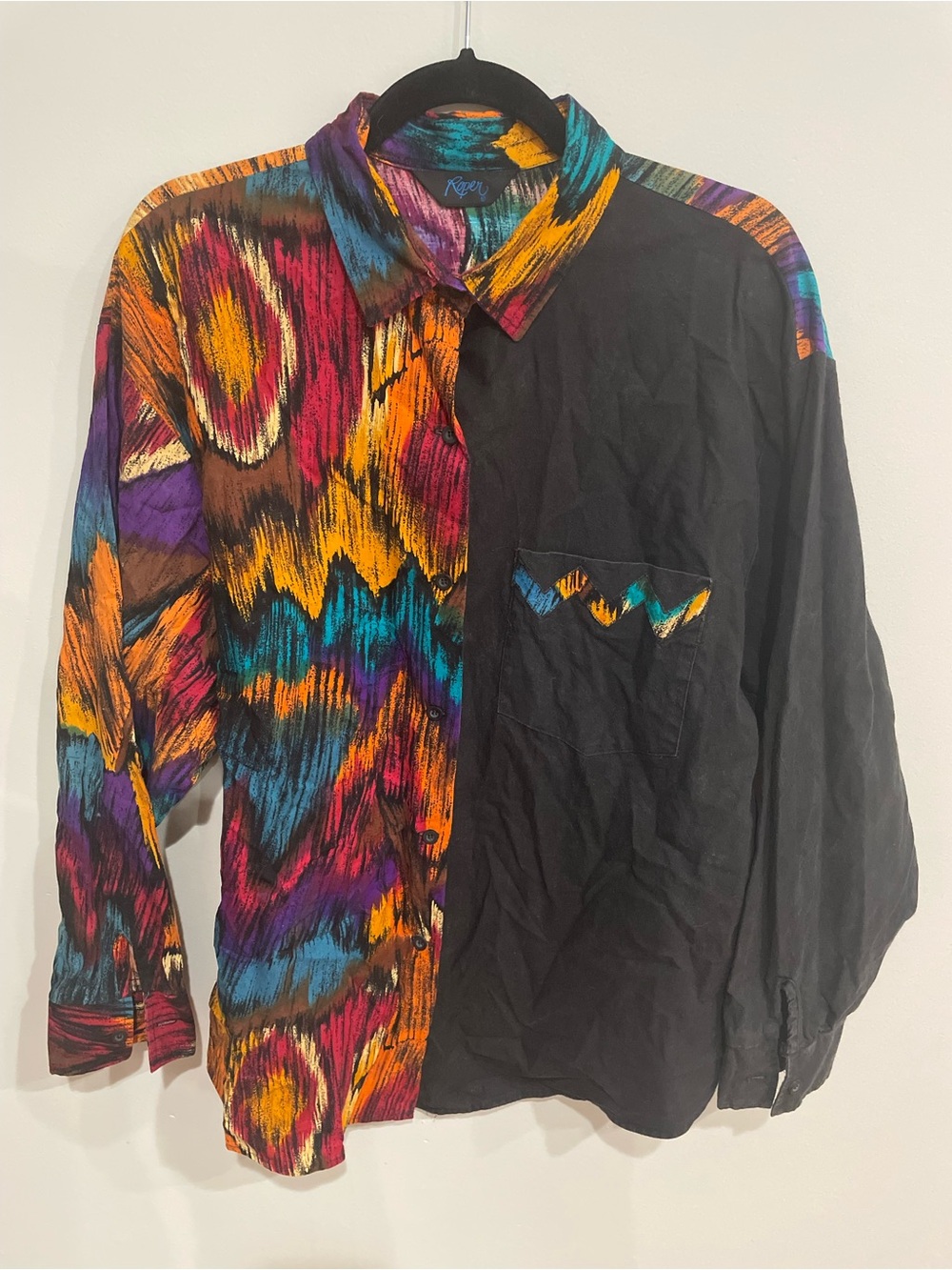 Vintage Roper Button Down Shirt Womens Sz M 90s Neon Streetwear Western Rodeo